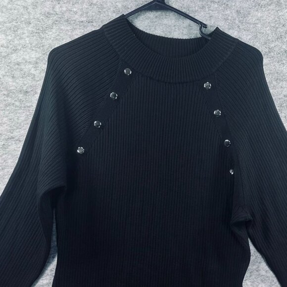 No Boundaries Womens Black Tight Knit Sweater Midi Size M/L/XL/XXL Bodycon Dress - Picture 2 of 8